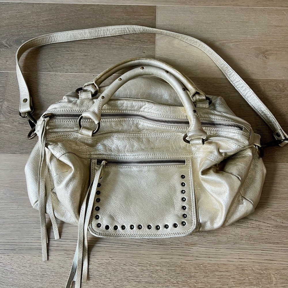 Moni Moni Gold Leather Shoulder Bag